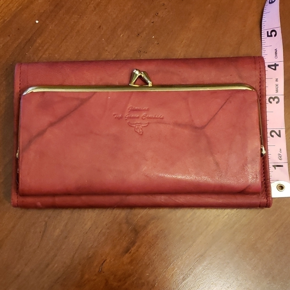 Vtg Top Grain Cowhide Leather Checkbook Wallet - Picture 2 of 9